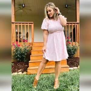 Lularoe Alina Nap Dress Bubble Sleeve Smocked Top Sz M